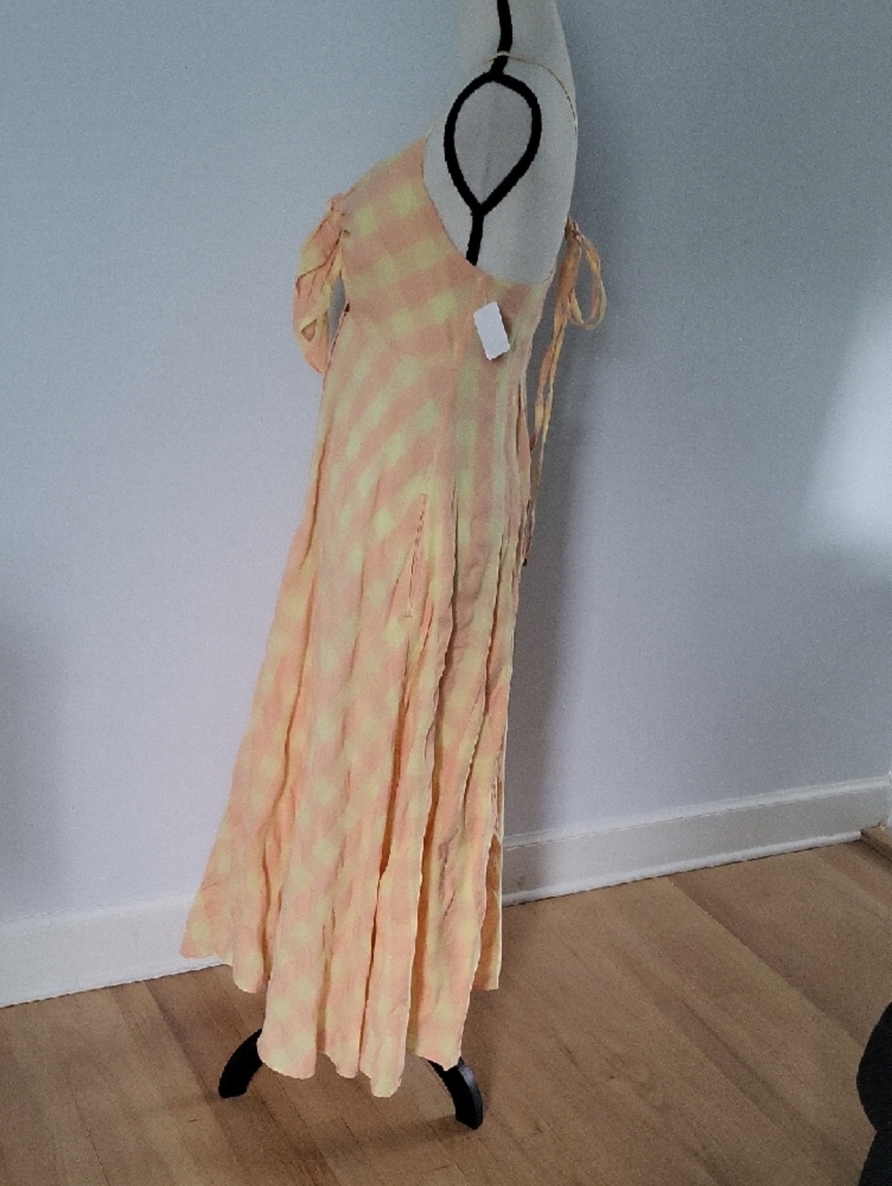Free People Peach and Yellow Gingham Tie-Front Maxi Dress - Picture 7 of 12